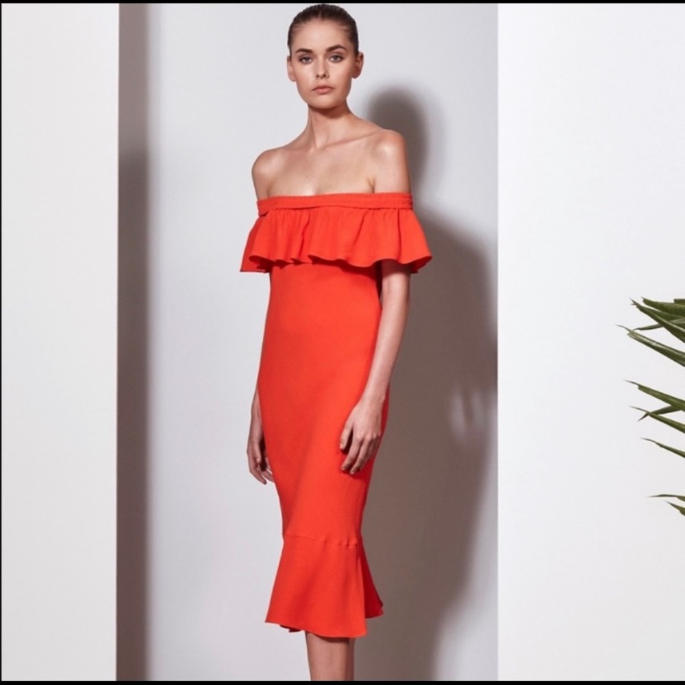 Veronica Beard Oleta Ruffle Off-the-Shoulder Dress